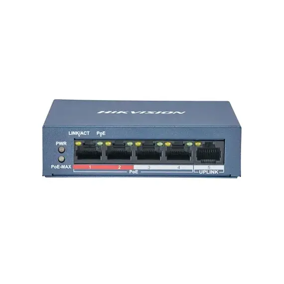 Switch POE no gestionado de 4 puertos Fast Ethernet Hikvision DS-3E0105P-E/M(B)