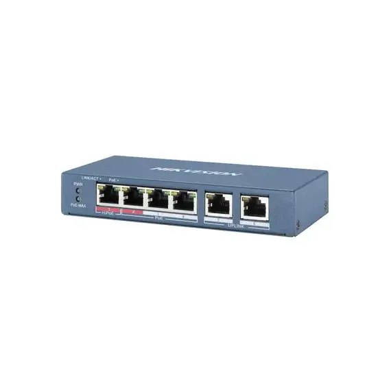 Switch de red Hikvision DS-3E0106HP-E, 4 Port Fast Ethernet Unmanaged POE