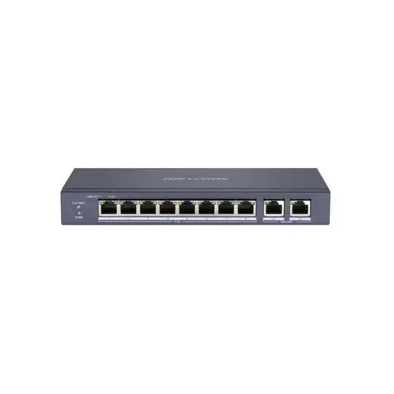 Switch POE no gestionado Hikvision DS-3E0310P-E/M L2 8 Puertos RJ45 10/100mbps Poe 60w Metalico