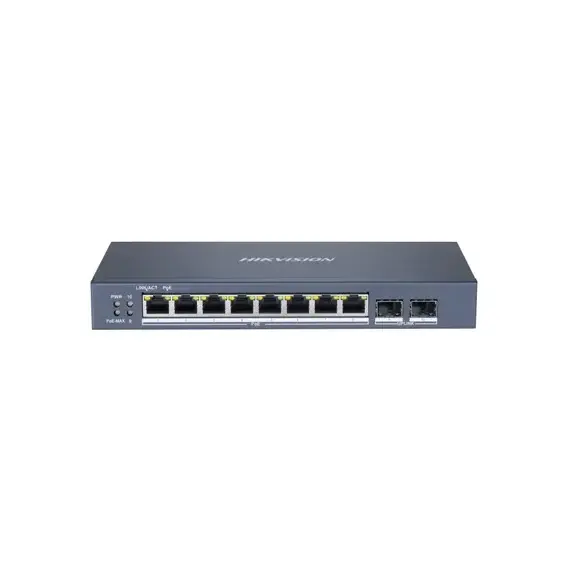 Switch Hikvision DS-3E1510P-SI, 8 Port Gigabit Smart POE con 2 Puertos Ópticos, Red y Transmisión