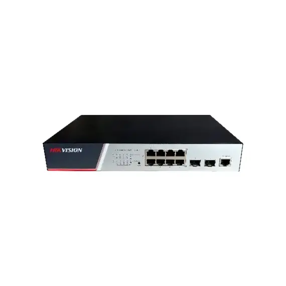 Switch Hikvision DS-3E2510P Gigabit Full Managed POE, 8 puertos eléctricos Poe y 2 puertos ópticos SFP Gigabit / 100M