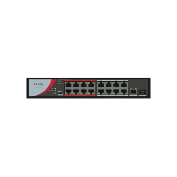 Switch Hikvision NS-0318P-130(B) de 16 Puertos Ethernet Rápido con PoE, Protección contra Sobretensiones